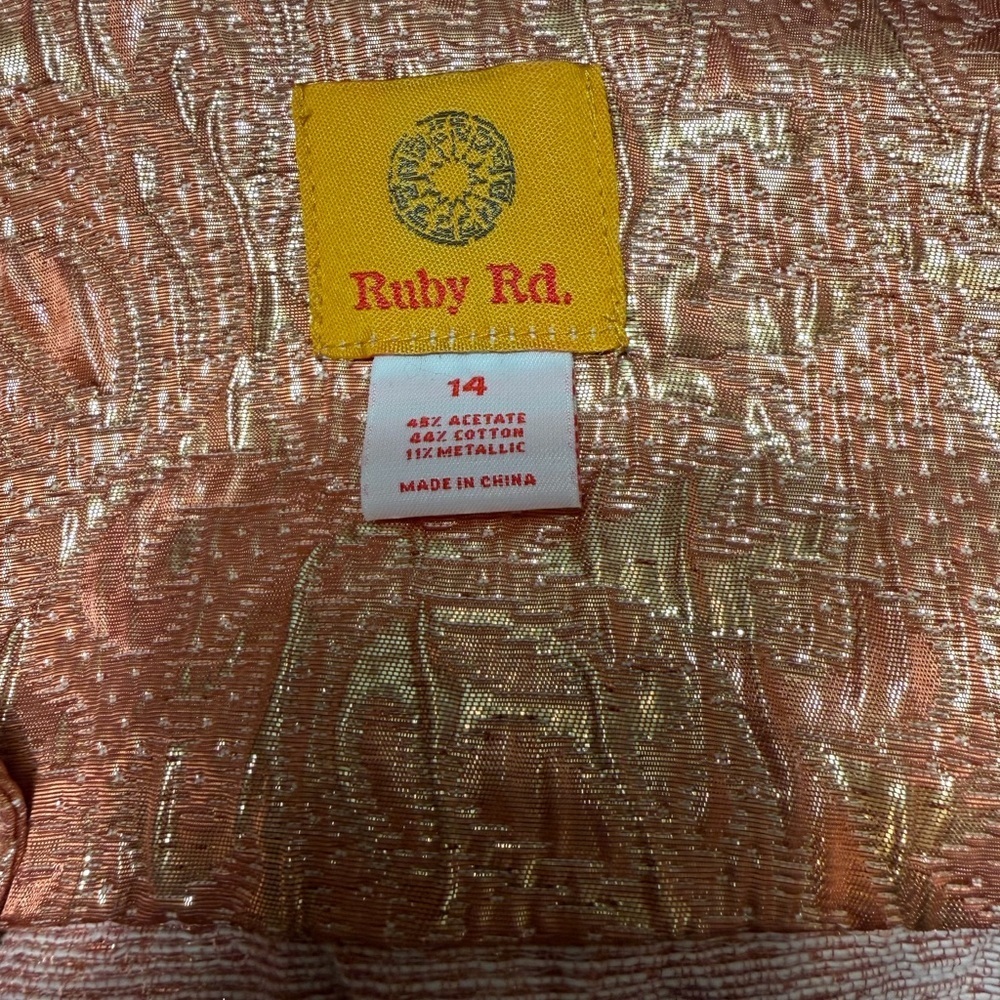 Ruby Rd. metallic paisley jacket in a beautiful copper-gold tone, size 14. - Picture 2 of 8